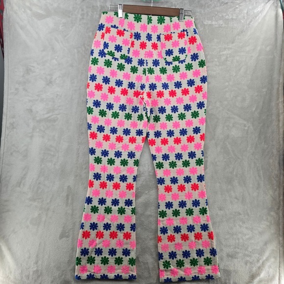 Never Fully Dressed Women 8 Multi Flower Trouser Pink Blue Embroidered Flare - Picture 3 of 12